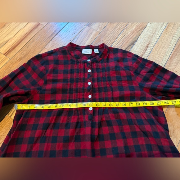 VTG LL Bean Long Flannel Nightgown Women’s Size M/Petite Red/Black Buffalo Plaid - Picture 9 of 12